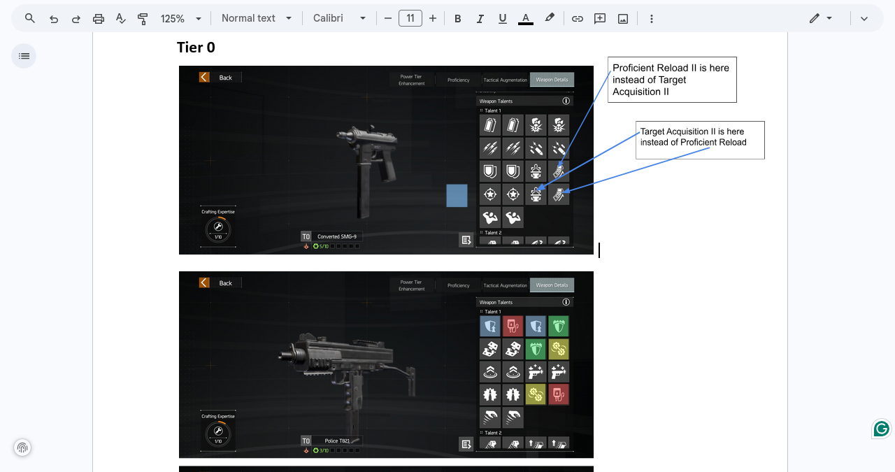 Weapon talent ordering issue